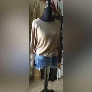 Casual Long Sleeve Brown Top